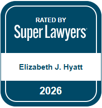 Badge showing ‘Rated by Super Lawyers’ with the name Elizabeth J. Hyatt and the year 2026.