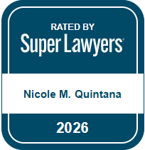 Badge showing ‘Rated by Super Lawyers’ with the name Nicole M. Quintana and the year 2026.