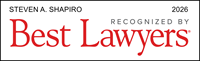 Steven A. Shapiro recognized by Best Lawyers in 2026 — an honor based entirely on peer review, reflecting professional excellence and the respect of fellow attorneys in the legal community. The official Best Lawyers badge appears in red and black text on a white background.