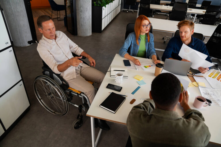 Man in a wheelchair having an inclusive office job -ADA Rights | Celebrating the Differently-Abled in the Workplace